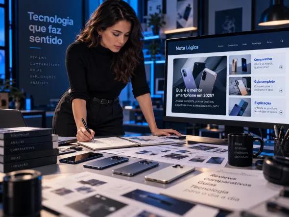 Cena editorial sobre conteúdo e tecnologia
